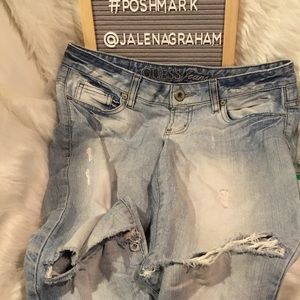 Extremely distressed guess 27 jeans